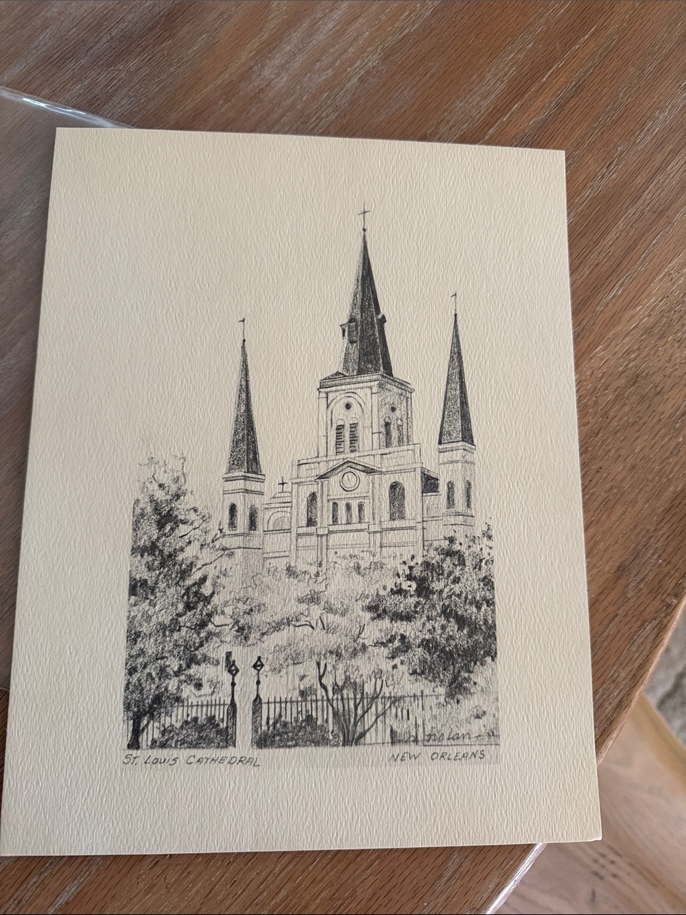 St. Louis Cathedral Sketch Print - Black on Cream Home Art